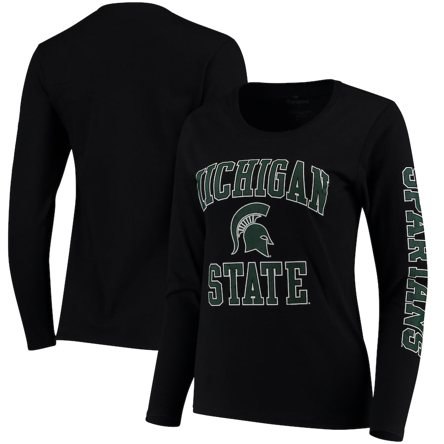 Michigan State Spartans Women's Distressed Arch Over Logo Scoop Neck T-Shirt
