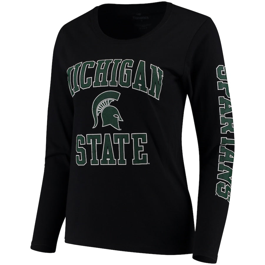 Michigan State Spartans Women's Distressed Arch Over Logo Scoop Neck T-Shirt