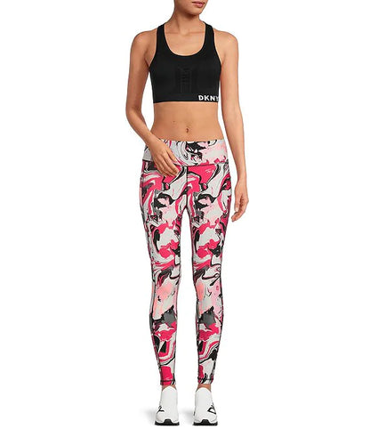 DKNY Sport - Marble Print High Waisted Pocketed 7/8 Leggings