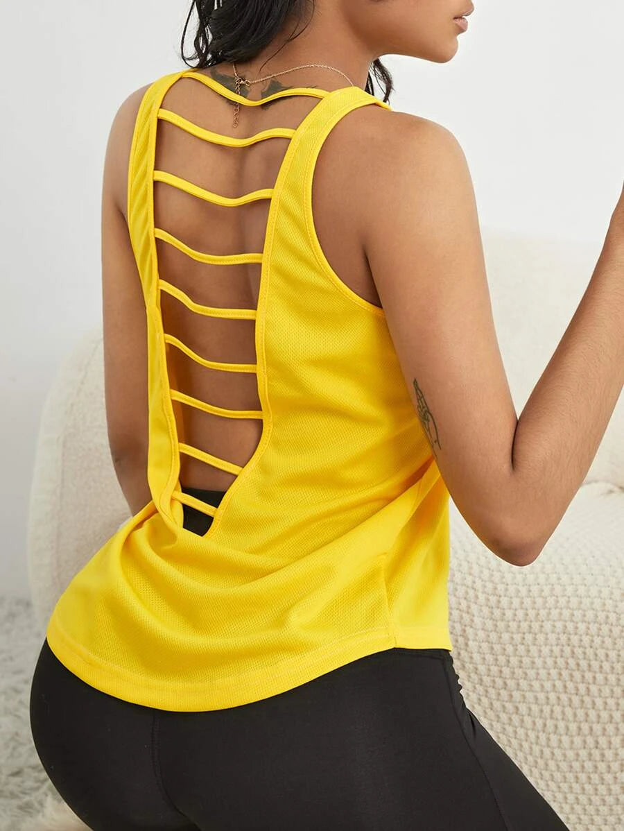 Cut Out Backless Breathable Sports Tank
