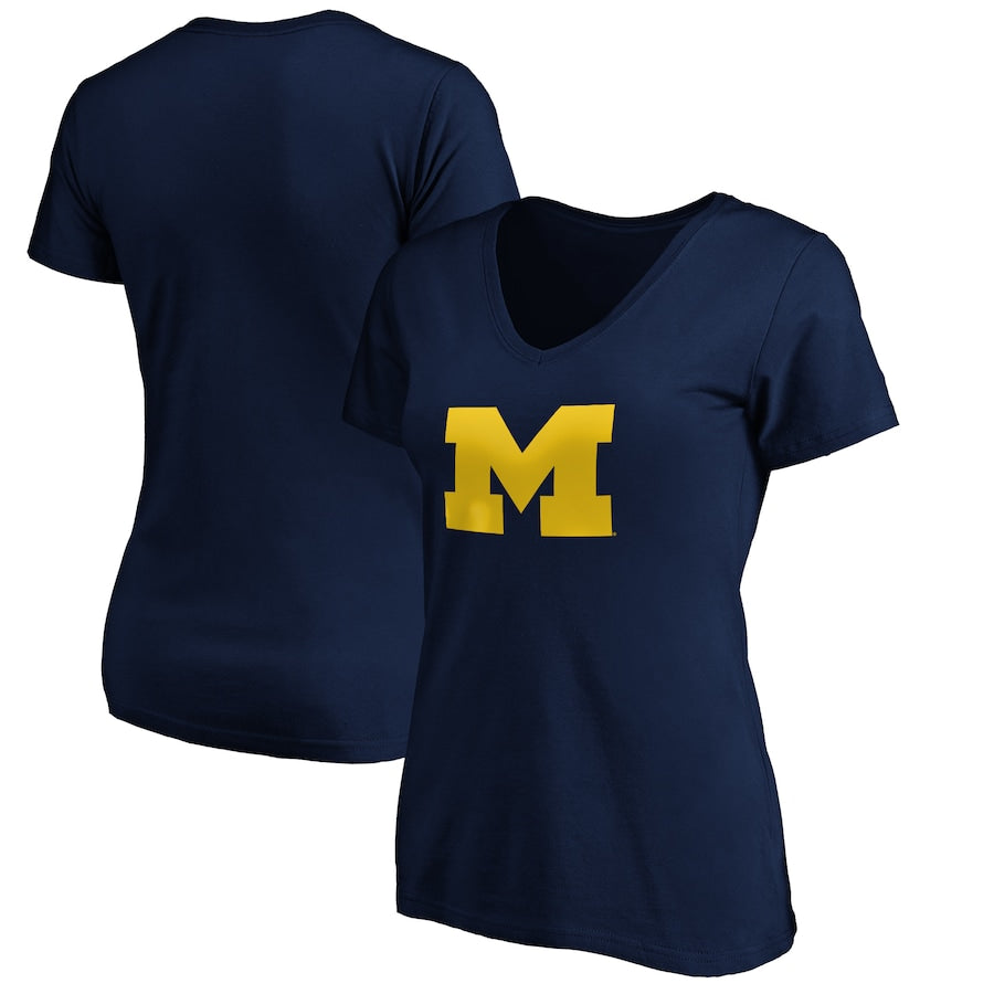 Michigan Wolverines Women's Primary Logo V-Neck T-Shirt - Maize